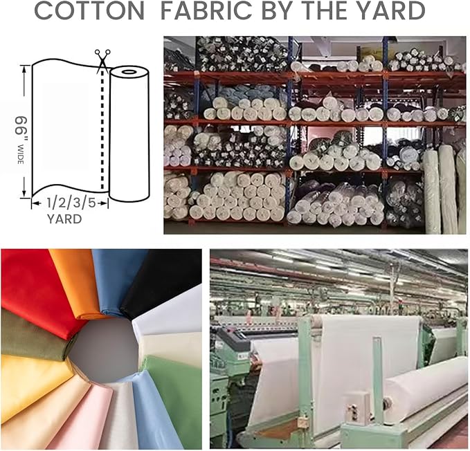 100% Combed Cotton Fabric by The Yard, 66 inches Wide, Premium Soft Breathable - Image 3