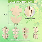COCHIE DIY 3D Flower Spring Wood Crafts to Paint, Paintable Unfinished Wooden - Image 2