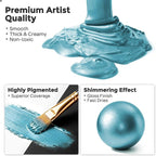 Nicpro Metallic Ice Blue Acrylic Paint, 8.45oz/250ml Large Craft Paints | - Image 2