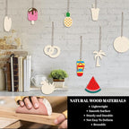 Subacy 80 PCS Unfinished Wood Cutouts 10 Styles DIY Wooden Summer Ornaments - Image 5