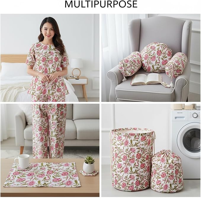 E-Tailor® Hand-Block Printed Pre-Cut Cotton Fabric Ideal - Image 4