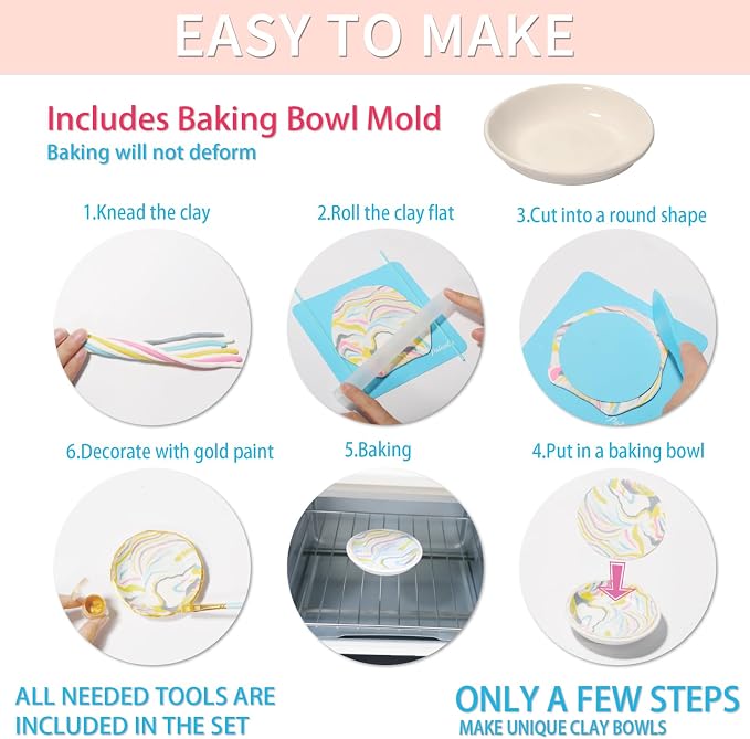 Patemby Make Your Own Clay Jewelry Bowls Arts and Crafts Kit - Image 3