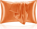 BEDELITE Satin Pillowcase with Zipper 2 Pack, Burnt Orange Pillow Cases by BEDELITE