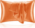 BEDELITE Satin Pillowcase with Zipper, Burnt Orange King Size Pillow Cases Set by BEDELITE