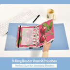 Red Cherry Print Pencil Pouch for 3 Ring Binder, 2 Pack Waterproof Pencil Bags - Image 4