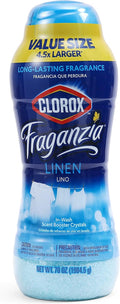 Clorox Fraganzia Laundry Scent Booster Crystals in Linen Scent - Scented In-Wash Freshener Beads for Fresh, Clean, Great Smelling Clothes and Linens, 70 Oz