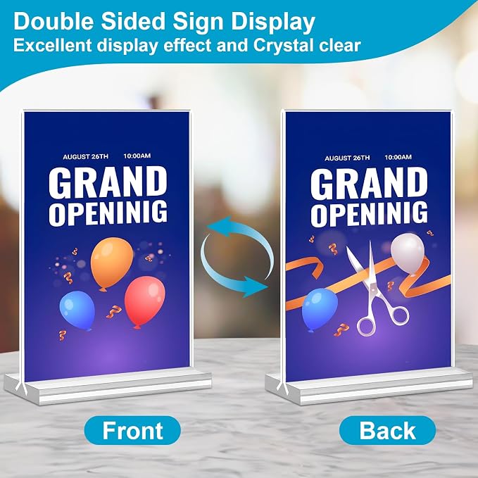 Acrylic Sign Holder 5 x 7, 16 Pack Clear Table Menu Vertical Display Stand - Image 7