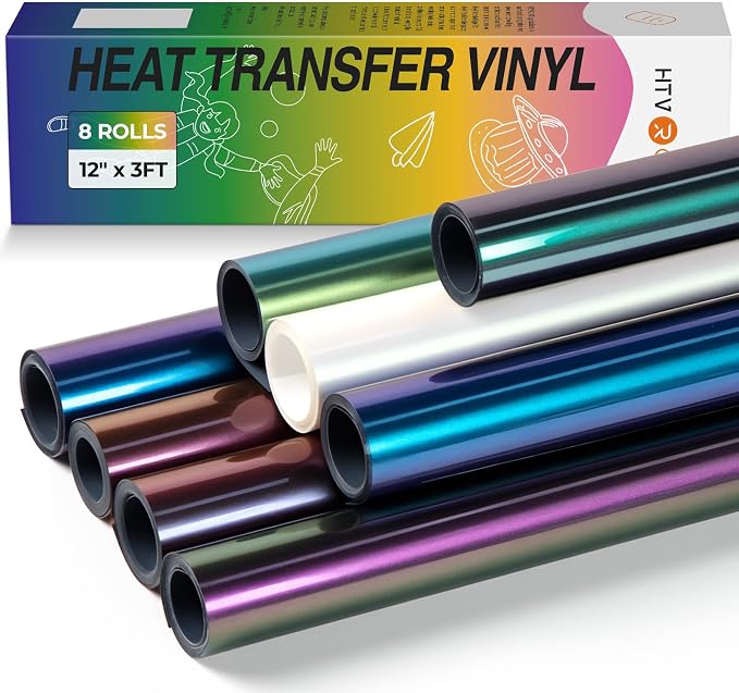 HTVRONT Chameleon HTV Vinyl Bundle, 8 Pack, by HTVRONT