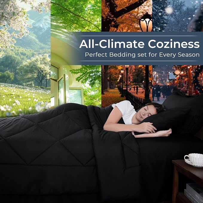 HEVUMYI Black Cali-King Comforter Set - Image 3