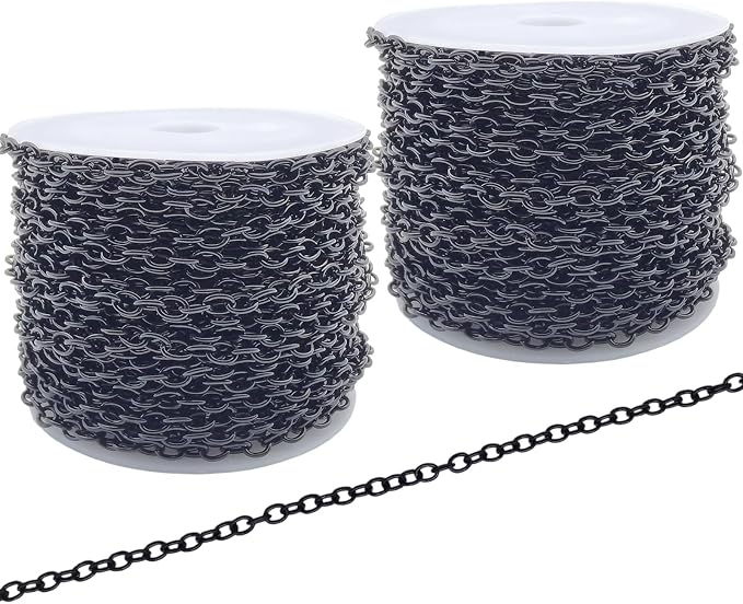 60 Feet Metal Iron Necklace Chains 3mm Bulk Curb Link Chain by KEIAOUE