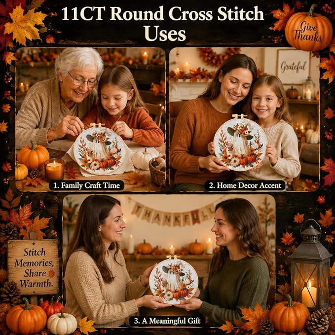 VIGEGU Ghost Cross Stitch Kits for Adults Beginners, Halloween Stamped Cross - Image 2