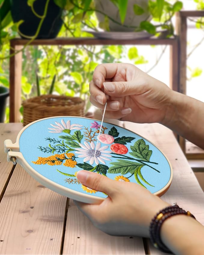 TINDTOP 5 Sets Embroidery Kit for Adults, Floral Embroidery Practice Kit for - Image 4
