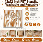 12 Inch Geometric Stencils for Painting, PET Texture Pattern Templates for - Image 6