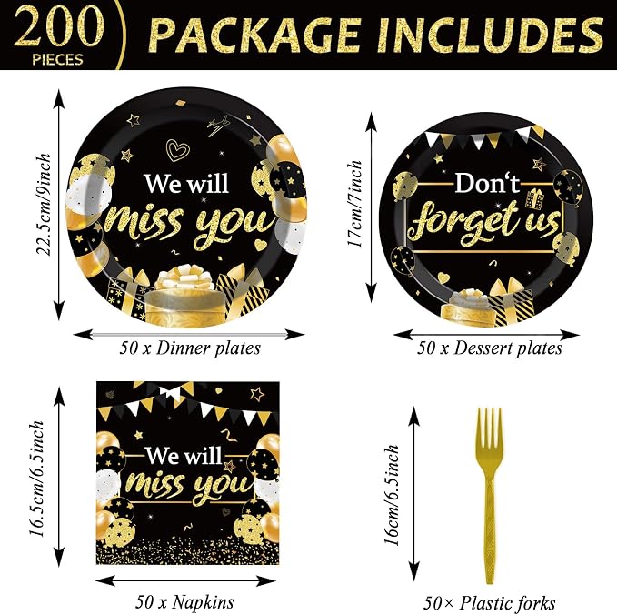 50 Guests We Will Miss You Plates and Napkins Party Supplies Farewell Party - Image 2