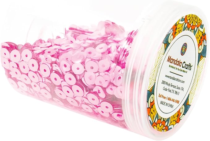 Mandala Crafts 6mm Flat Round Pink Sequins - Image 4