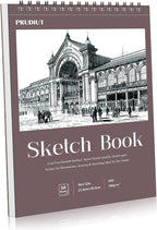 Sketch Book 9×12 inch, Spiral Bound Sketch Pad 50 Sheets, Acid-Free Sketchbook by Prudiut