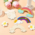 LiQunSweet 40 Pcs 4 Styles Rainbow Theme Unfinished Wood Cutout Cloud Rainbow - Image 5