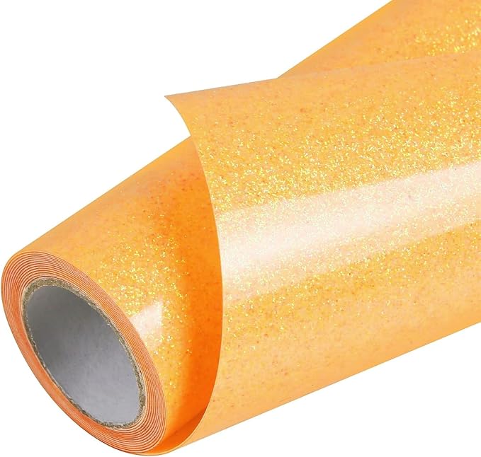 TORC Neon Orange Glitter HTV Heat Transfer Vinyl Roll 12 inch x 5 ft Iron on by TORC