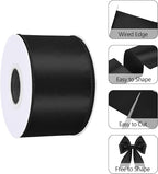Black 2.5 Inch Continuous 25 Yards Satin Wired Ribbon Valentine's Day Ribbons - Image 3
