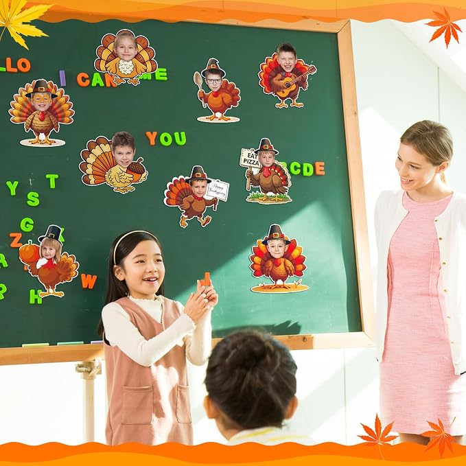 Gersoniel 72 Pcs Kid Fall Turkey Decor Fall Pumpkin Bulletin Board Cutout | - Image 3