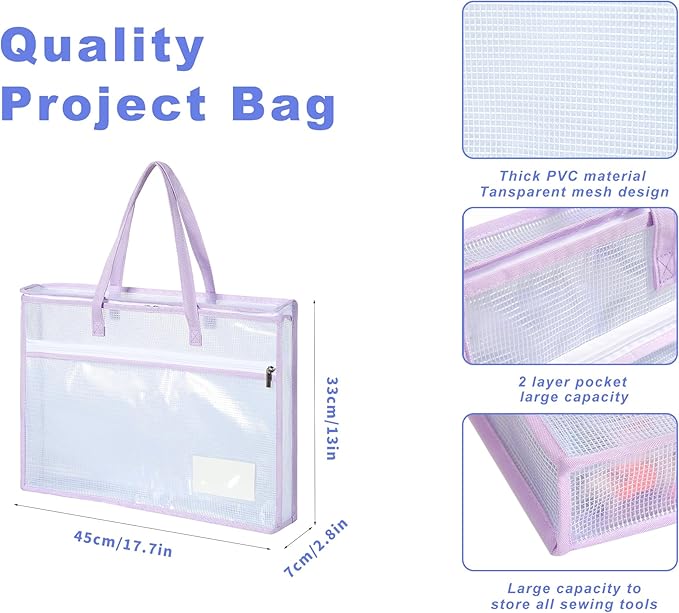 Qozary 8 Pcs Sew Project Bags for Quilting-A3 Sewing Craft Organizer Storage - Image 3