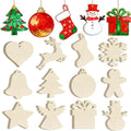 36PCS Wooden Christmas Ornaments to Paint, 12 Styles DIY Blank Unfinished Wood by Sophena
