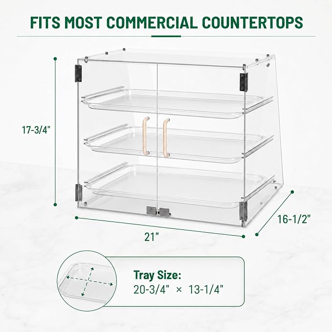 YBSVO 3-Tier Commercial Bakery Display Case | Countertop Pastry Showcase - Image 5