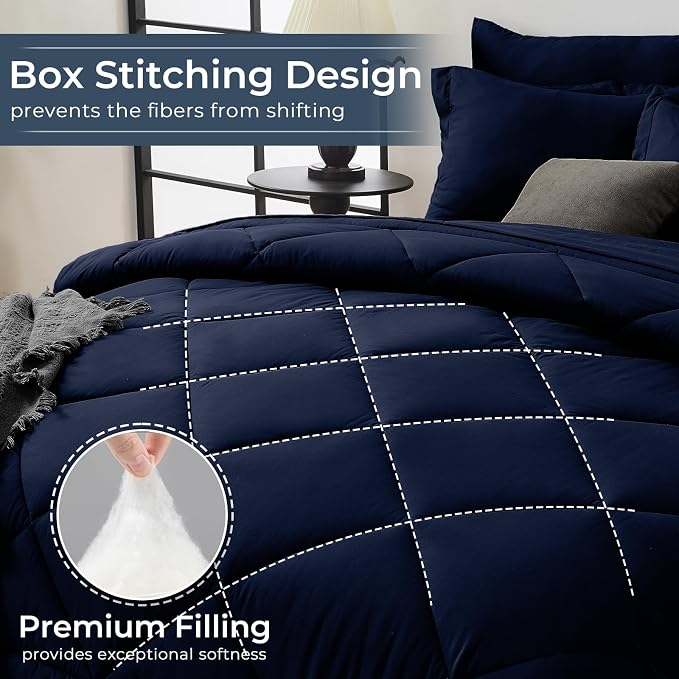 HEVUMYI Navy Blue Queen Comforter Set - Image 4