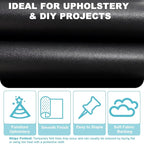 Black Faux Leather Fabric 118"×55" Smooth Grain Upholstery Vinyl - Image 3