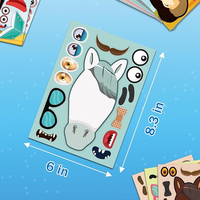 Aowplc 48 Pcs Make A Horse Sticker Sheets Mix and Match - Image 3