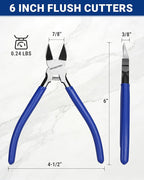 WORKPRO 6 Pack Wire Cutters, 6 Inch Precision Flush Cutters, Spring Loaded Side - Image 2