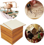 Unfinished Wood Pieces 50 Pcs 4"x4" Inch Wooden Cutout Tiles Blank Wood Slices - Image 7
