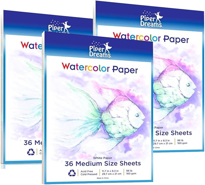 108 Sheets of Watercolor Paper. The Perfect Multipurpose Art Paper Including by Piper+Dreams