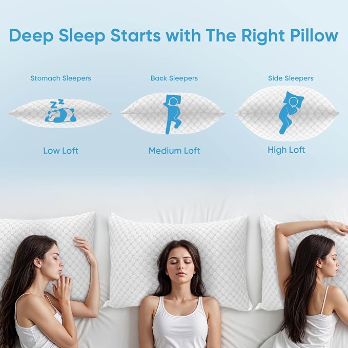 OAISZ Shredded Memory Foam Pillow, King Size Cooling Adjustable Firm Bed Pillow - Image 6