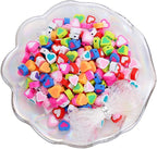 100pcs Contrast Color Love Heart Polymer Clay Beads by LUBINGSHINE