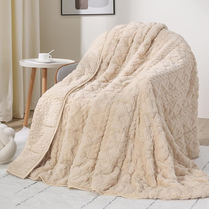 Drewin Weighted Blanket for Adults Queen Size 15 lbs, Soft Fuzzy Jacquard by Home
