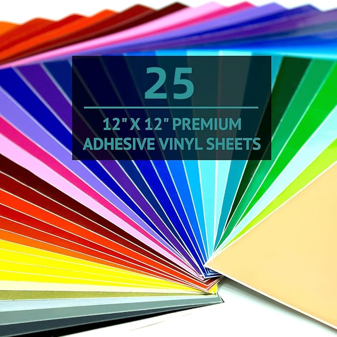 Bright Idea Permanent Vinyl, 25 Pack 12 "x 12" Vinyl Sheets Compatible by Bright+Idea+Supplies+