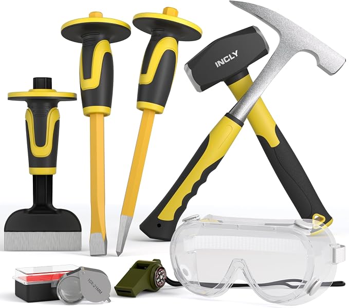 INCLY 8PCS Geology Rock Pick Equipment Kit, 3lb Sledge & 32oz Rock Hammer by INCLY
