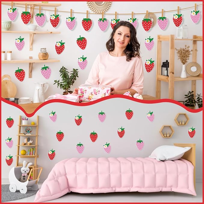 MixTeach 96 Pieces Strawberry Cutouts Summer Berry Paper Cutouts Strawberry - Image 7