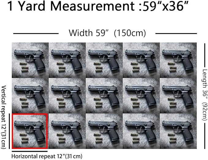 Erosebridal Gun Flannel Fabric by The Yard Weapon Pistol Soft Not Stretchy - Image 2