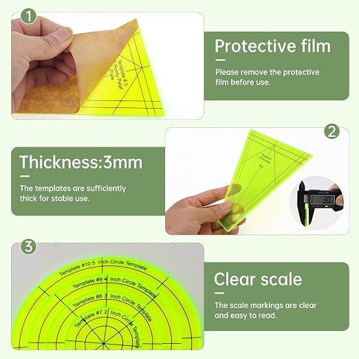 Acrylic Quilting Template Ruler, Design Plate, Patchwork Templates - Image 4