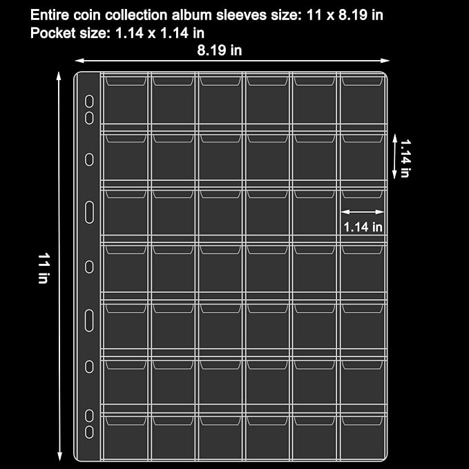 42 Pocket Coin Pages for Collectors, 10 Sheets Coins Sleeves Coin Holders Stamp - Image 3