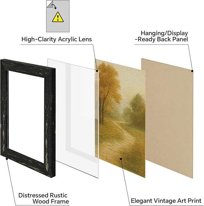 puthiac 11x14 Rustic Farmhouse Picture Frame, Swamp Black, 1 Pack | Distressed - Image 2
