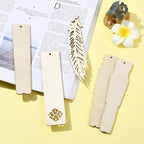 50 pcs 5 Styles Blank Theme Unfinished Wood Cutout Bookmarks Feather Flower - Image 6