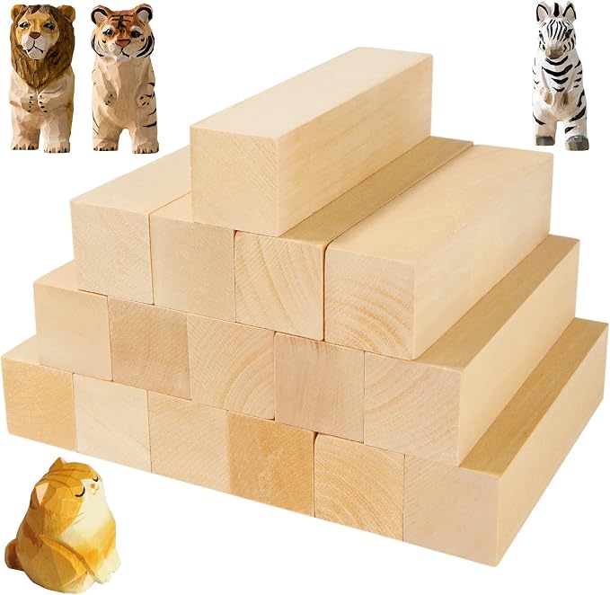 QTLCOHD 16 Pcs Basswood Carving Blocks 6 x 1.5 x 1.5 inch | Whittling Bass Wood by QTLCOHD
