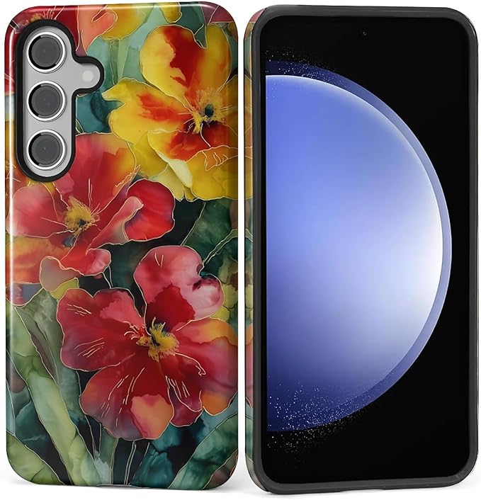 Case for Samsung Galaxy S25 Plus Case, Vintage Floral Girly Design Hybrid Dual by Kapadiy