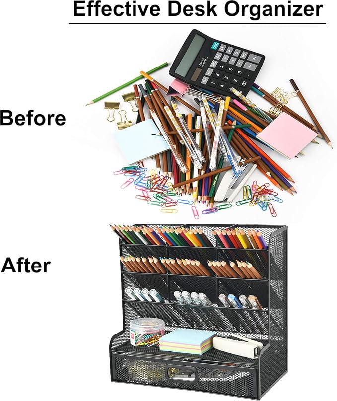 Marbrasse Mesh Pen Holder for Desk, Desk Organizers and Accessories for Office - Image 5