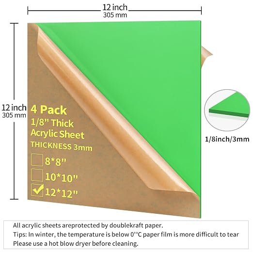 1/8 Thick 12 x 12 inch Acrylic Sheets - Image 5