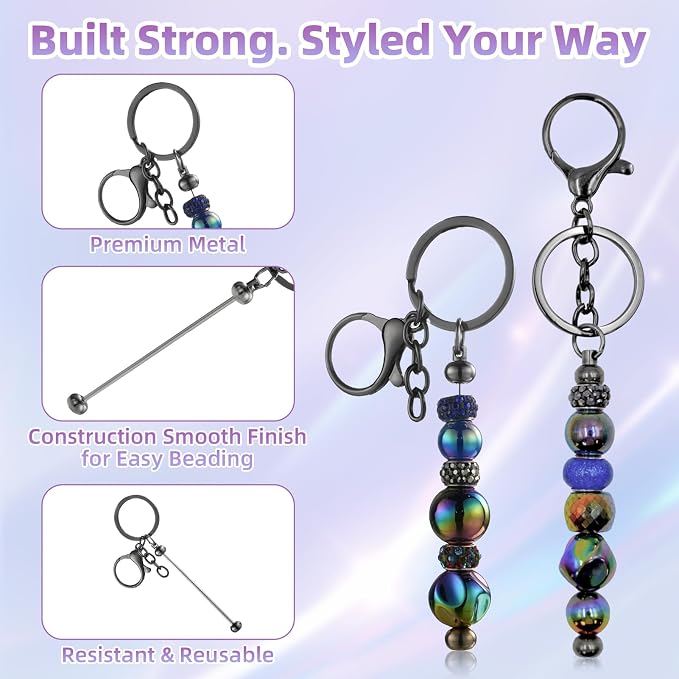 28 Pcs Beadable Keychain Bars - Image 6