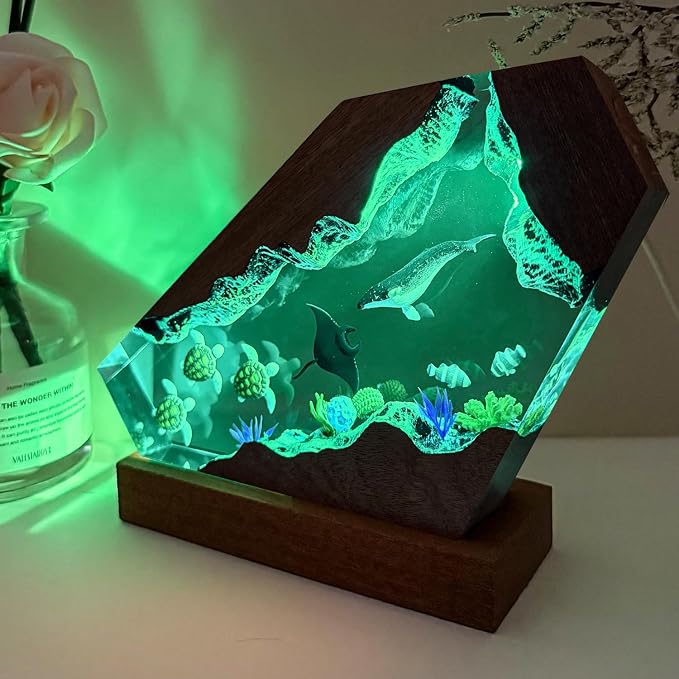 Humpback Whale Ocean Resin Lamp, Handmade Resin Night Light - Image 5